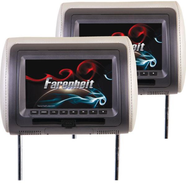 Farenheit HRD-72CCP 7 LCD/DVD Universal Headrest Replacements with 16GB SD Farenheit HRD-72CCP 7 LCD/DVD Universal Headrest Replacements with 16GB SD/USB and Interchangeable Color Skins Pair
