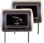 SPL SHD-72CCP 7 LCD / DVD Universal Headrest Replacements with 32GB SD / USB and Grey, Beige, Black Color Skins Pair